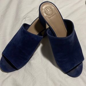 Tory Burch Suede Slides - Blue - Size:7M